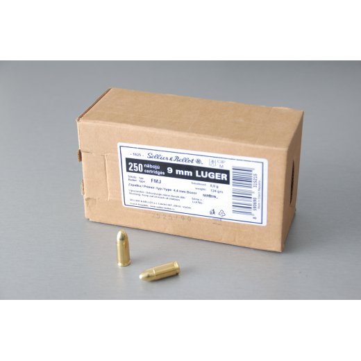 S&B 9mm Luger Vollmantel 124 grs. 250 Schuss