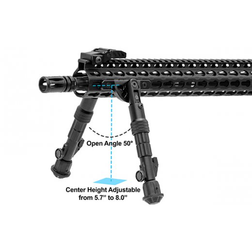 UTG Recon Flex KeyMod Bipod, Matte Black, Cent. Ht. 5.7-8